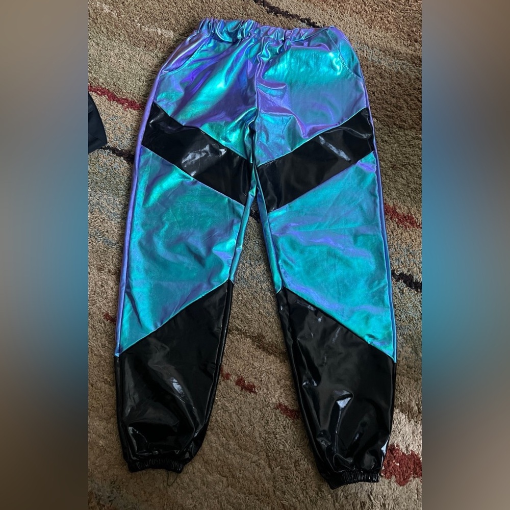Ladies Iridescent Blue and Black Joggers